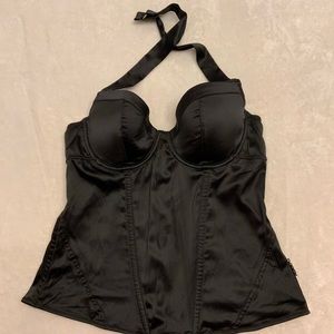 La Senza black satin halter bustier corset top Size M